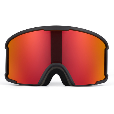 China Gafas de esquí de doble cilindro de medio marco y de gran tamaño anti niebla gafas de montaña de color rojo brillante Tres capas de esponja y silicona proveedor